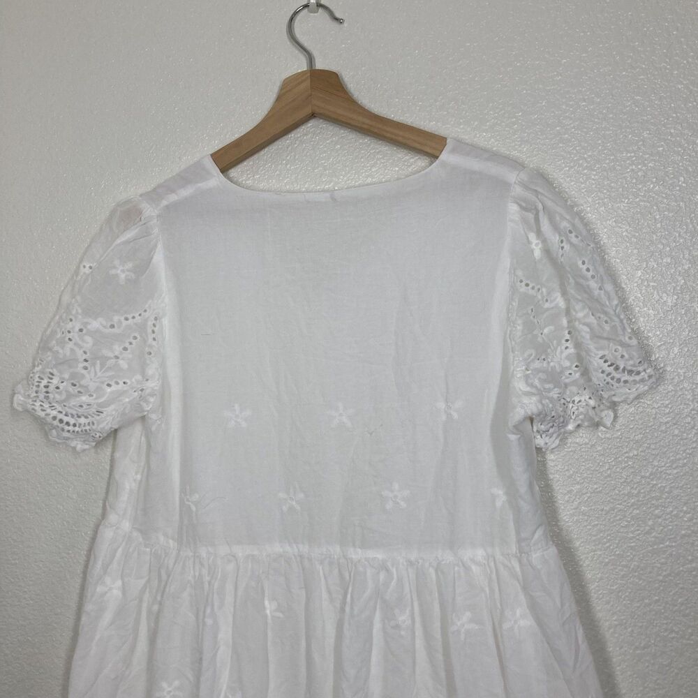 Sun Dress Summer Boho White Floral SHEIN Womens XL Lace Puff Sleeve V Neck Swing - Picture 16 of 16